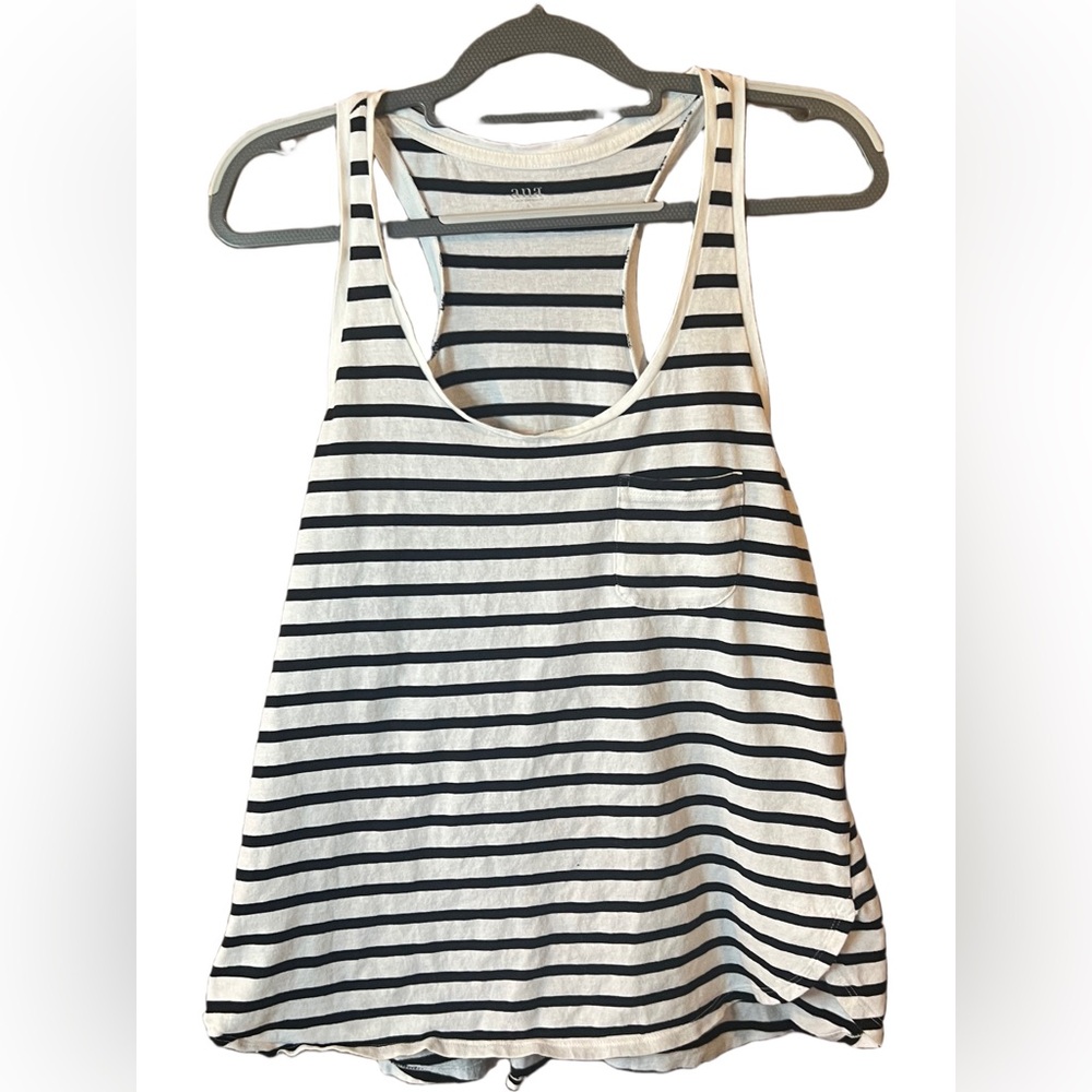 Tank top, size large, ana, white/blue stripes, pocket left front chest